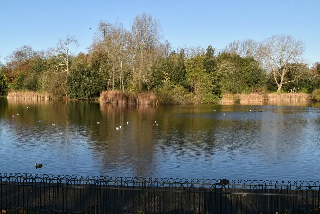 The boating lake in Battersea Park